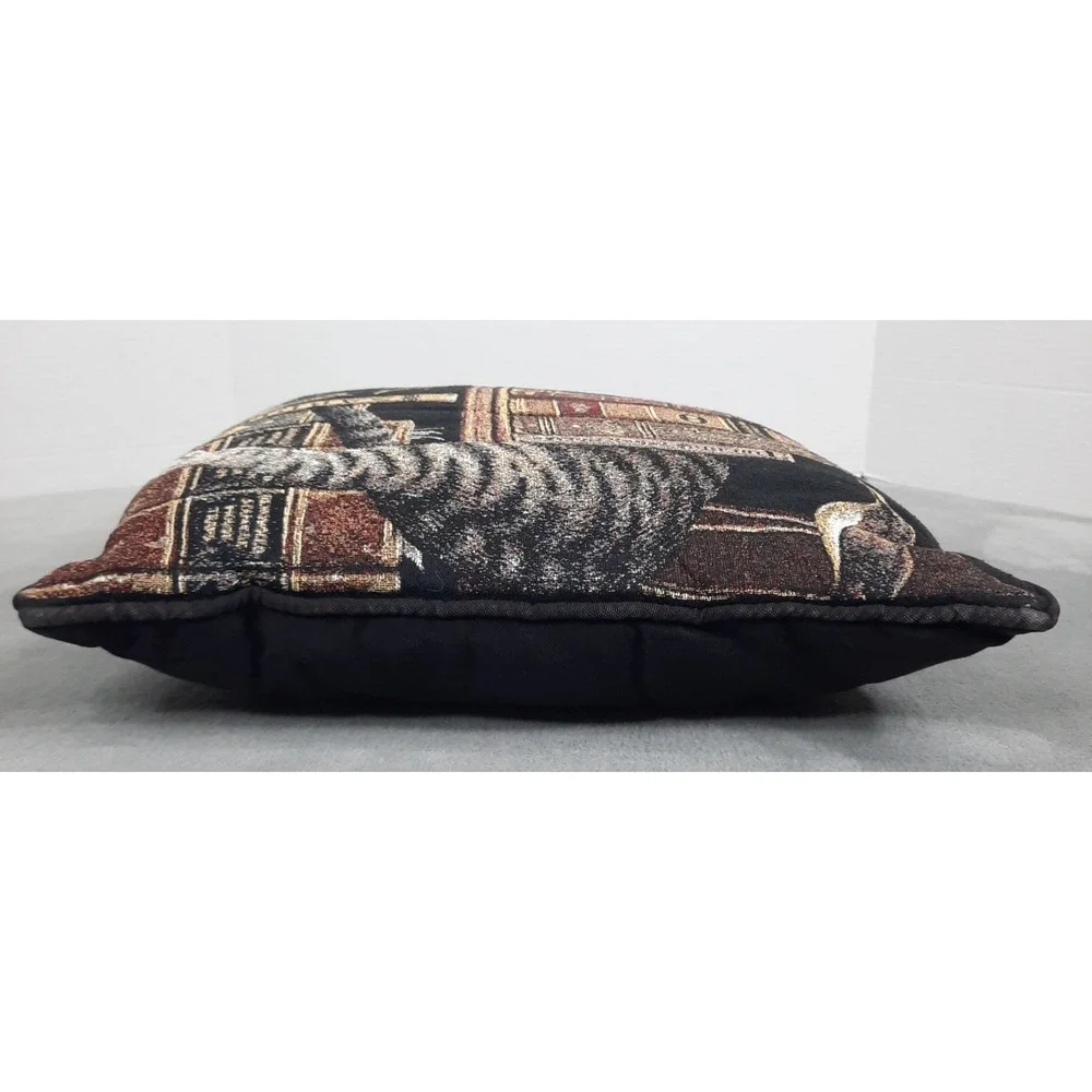 Frederick the Literate Charles Wysocki Tapestry Throw Pillow Library Cat Vintage